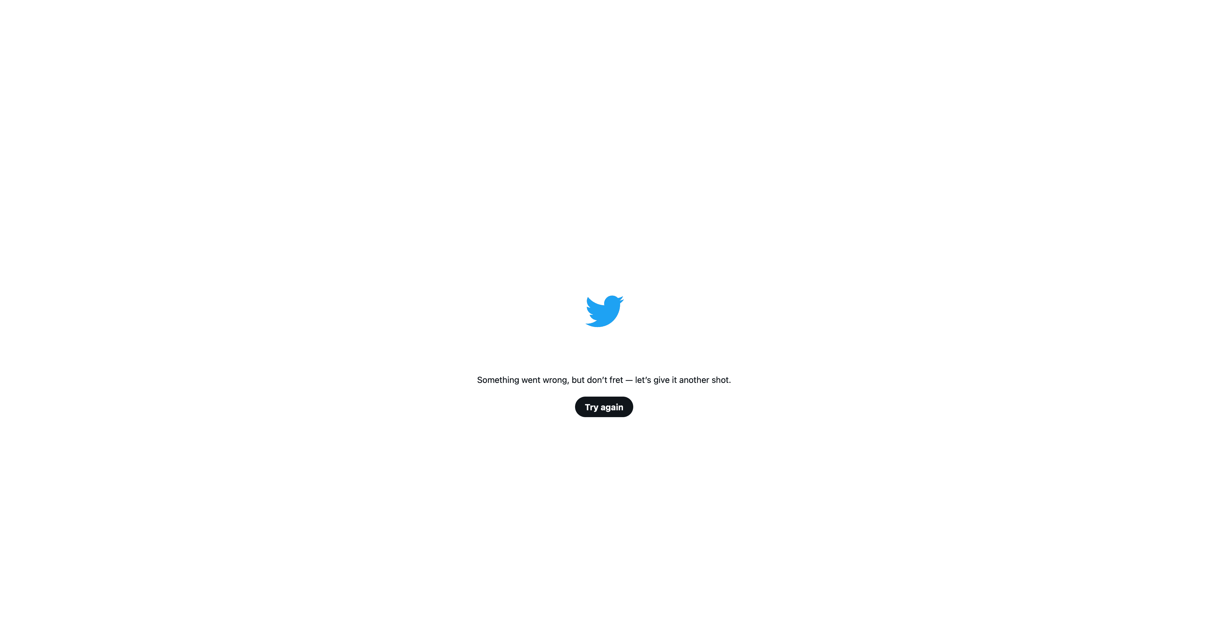 A screenshot Twitter mostly failing to respond